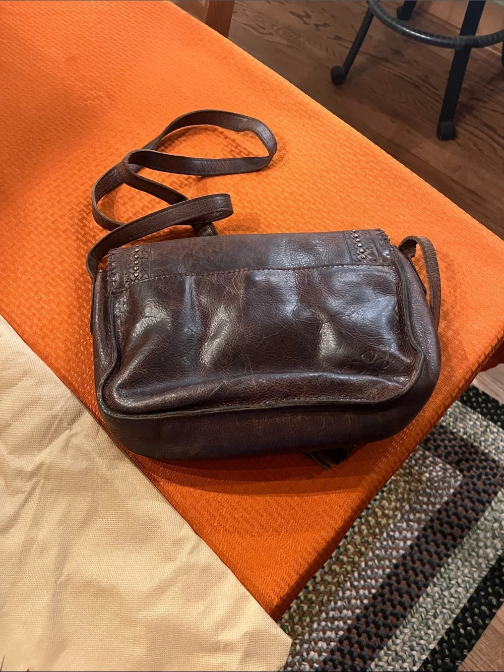 Patricia Nash Dark Brown Leather Crossbody with Tassel Accent